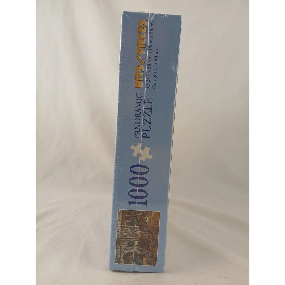 Bits and Pieces 1000 Piece Panoramic Puzzle-Still Waiting for Parts-Tractor-NEW!